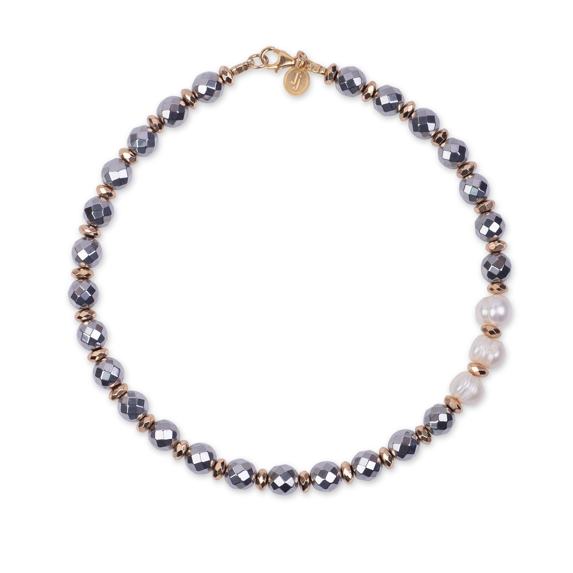 Gargantilla de hematita con perlas