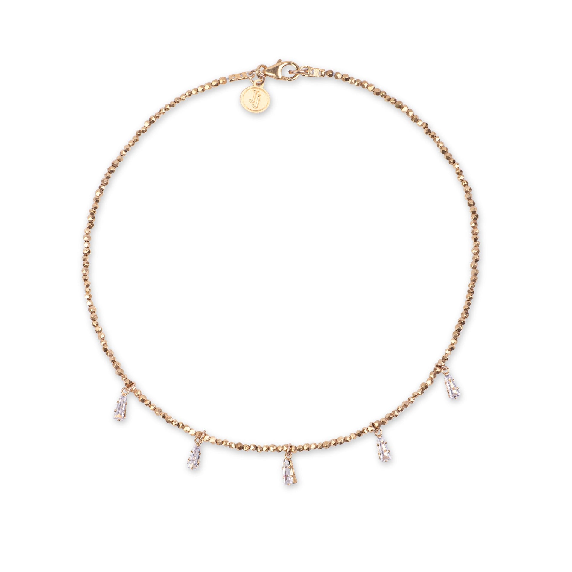 Gargantilla de hematita con colgantes de cristal