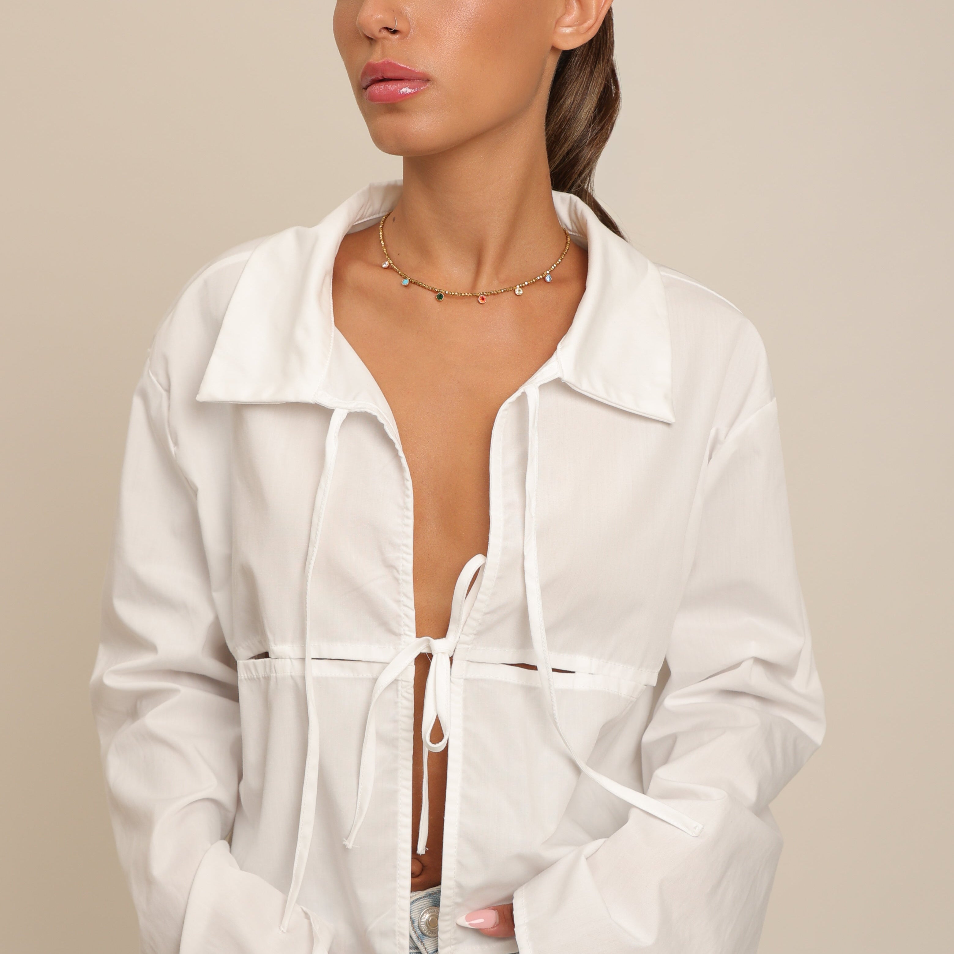 Gargantilla de hematita con colgantes de colores