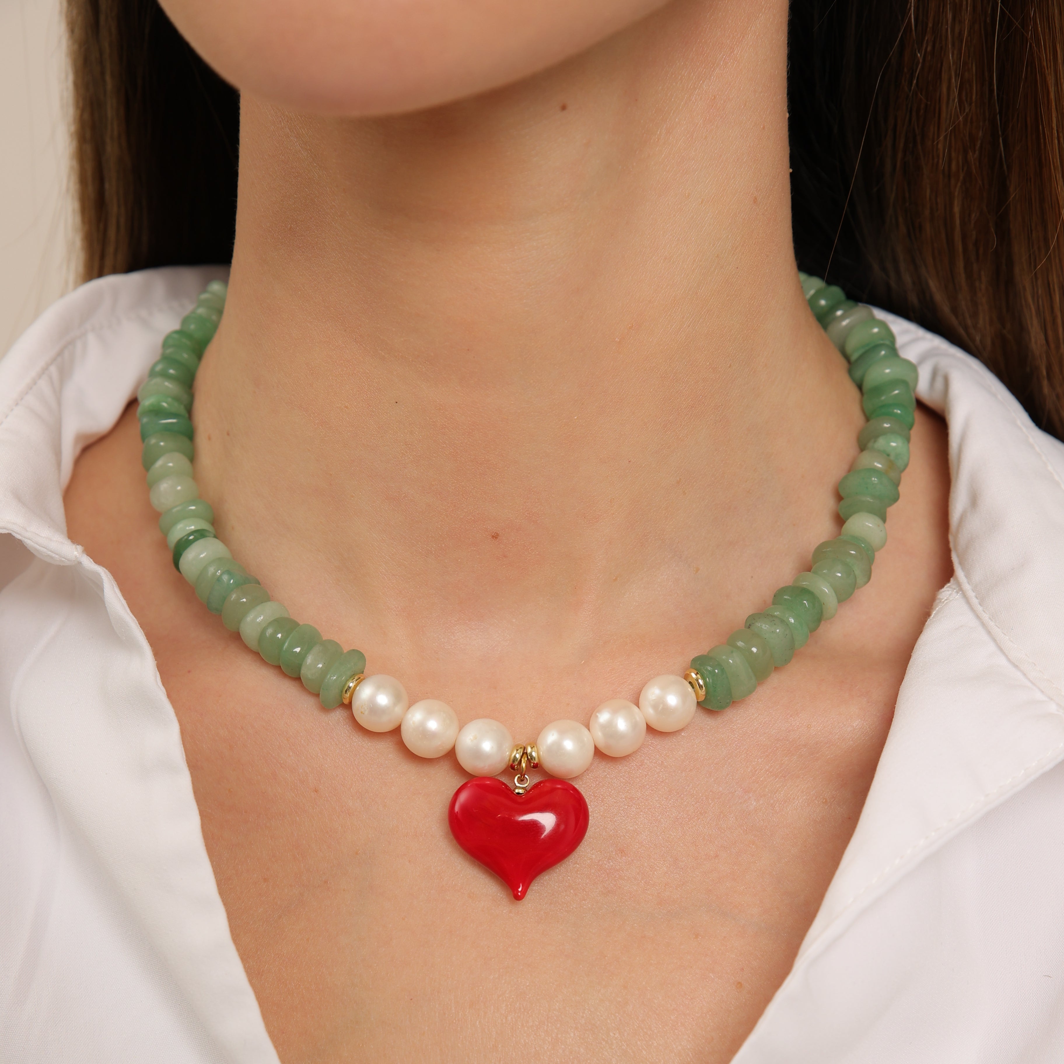 Gargantilla de aventurina y perla