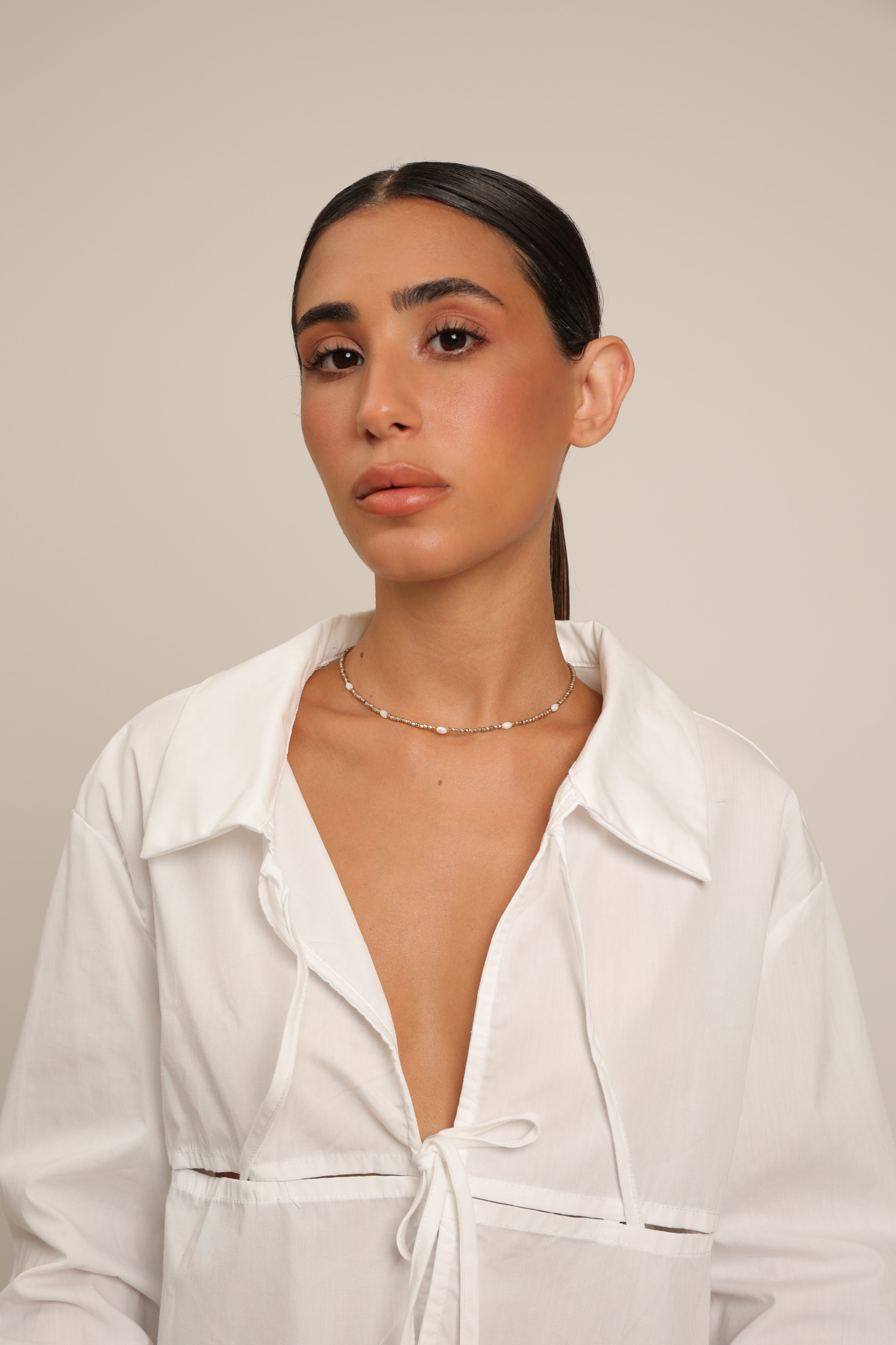 Hematite Choker with Rice Pearls