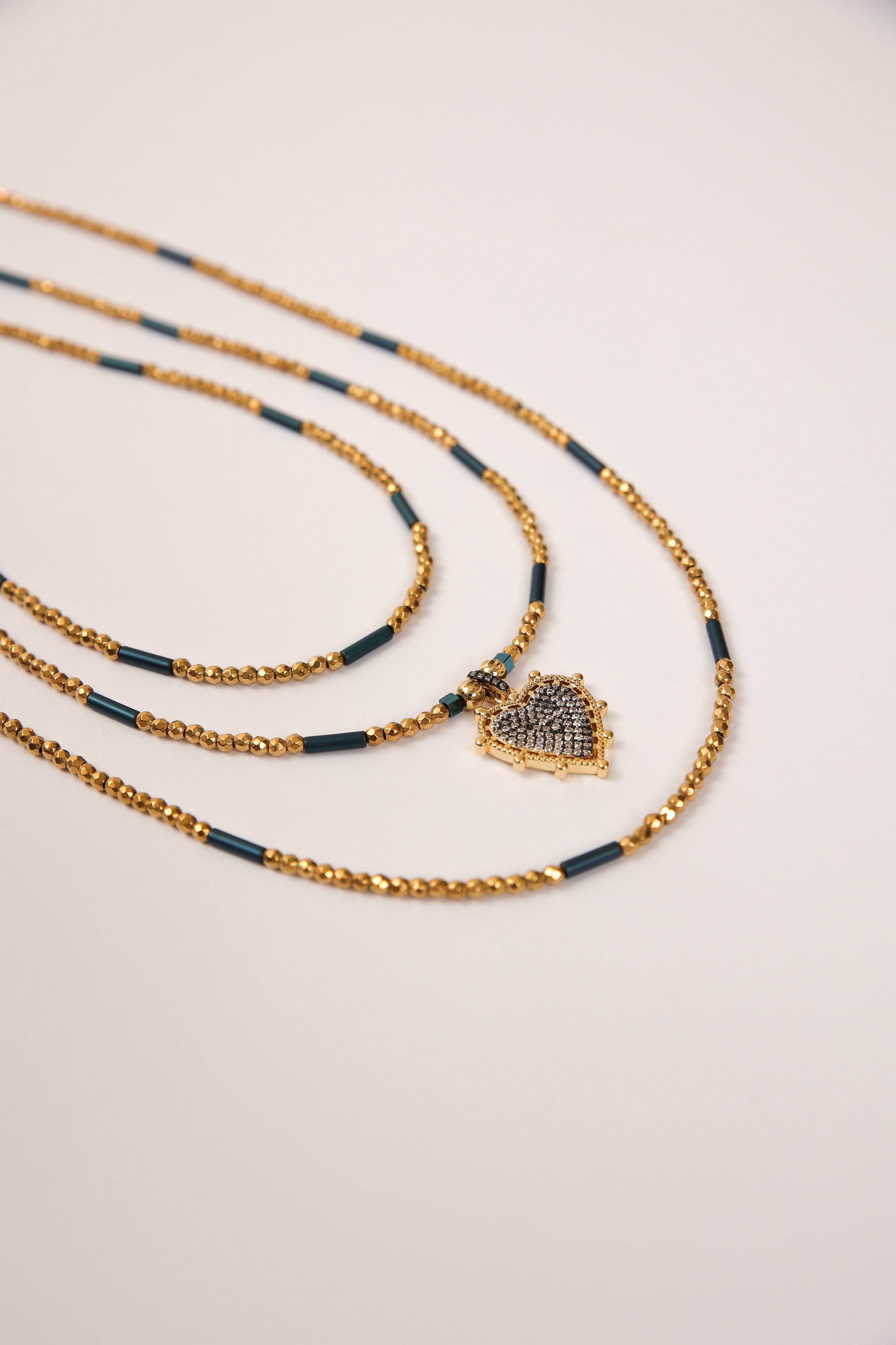 Hematite Necklace Trio with Heart Pendant