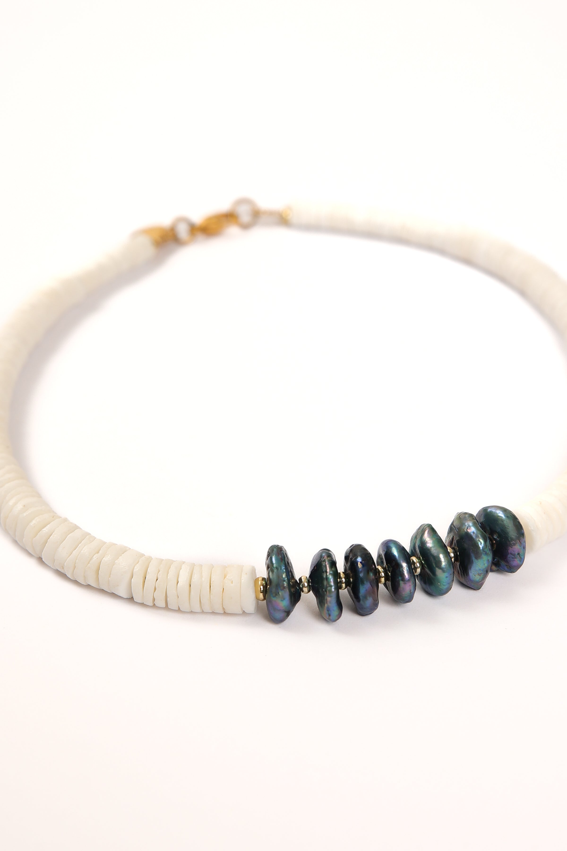 White Coral Choker & Peacock Pearls